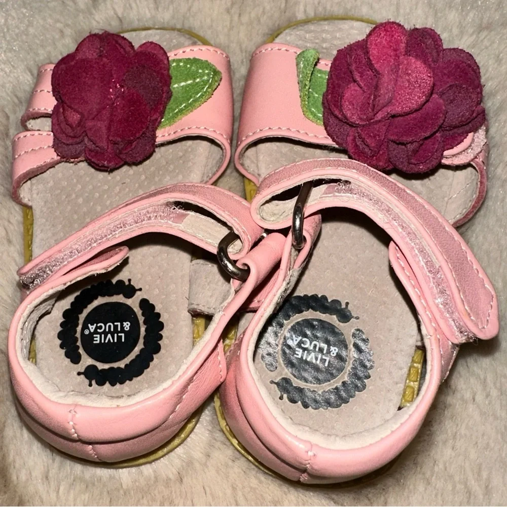 Livie & Luca Pink Sandals with Floral Accent Size 4